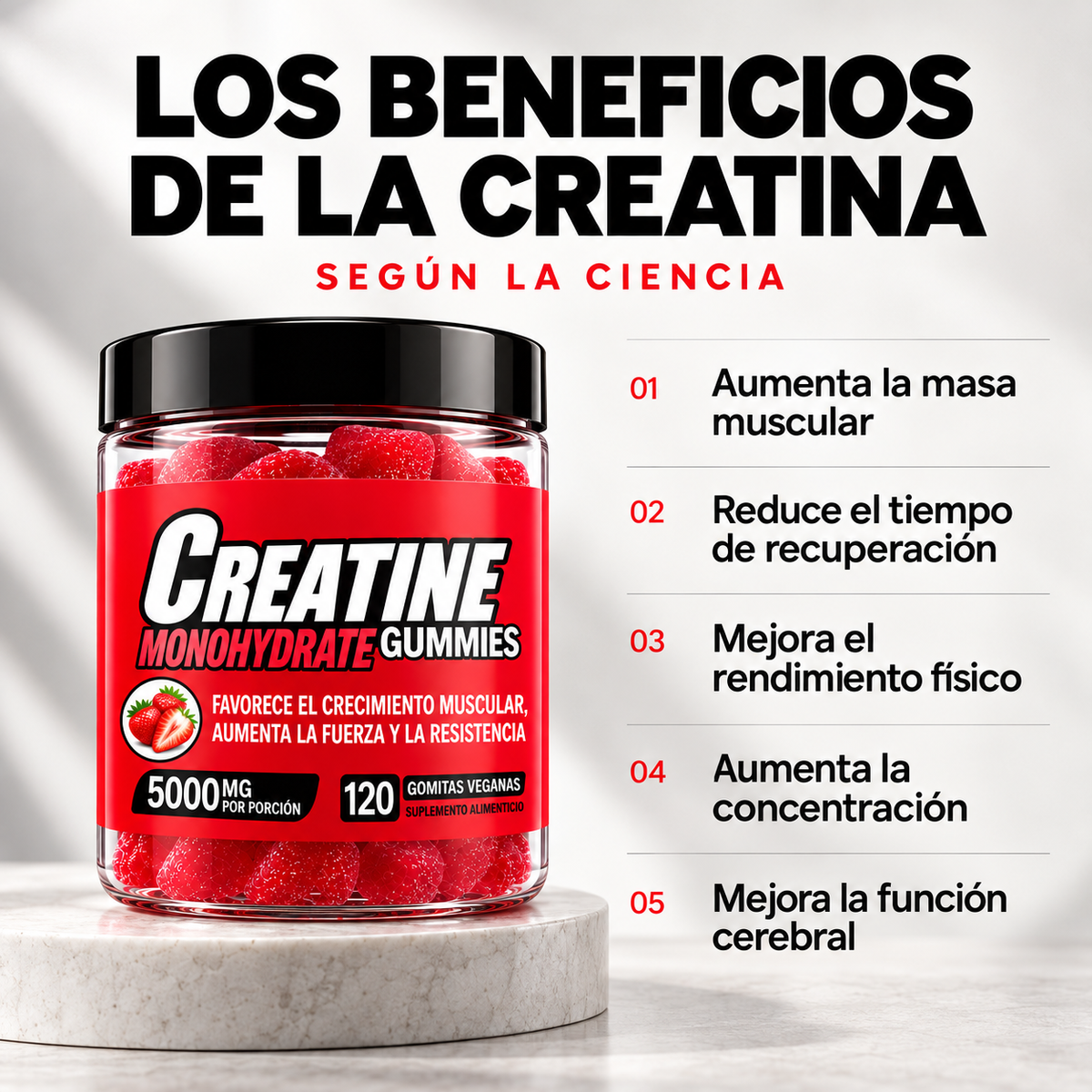CREATINA MONOHIDRATO EN GOMINOLAS : TÓMALA CADA DÍA SIN COMPLICACIONES